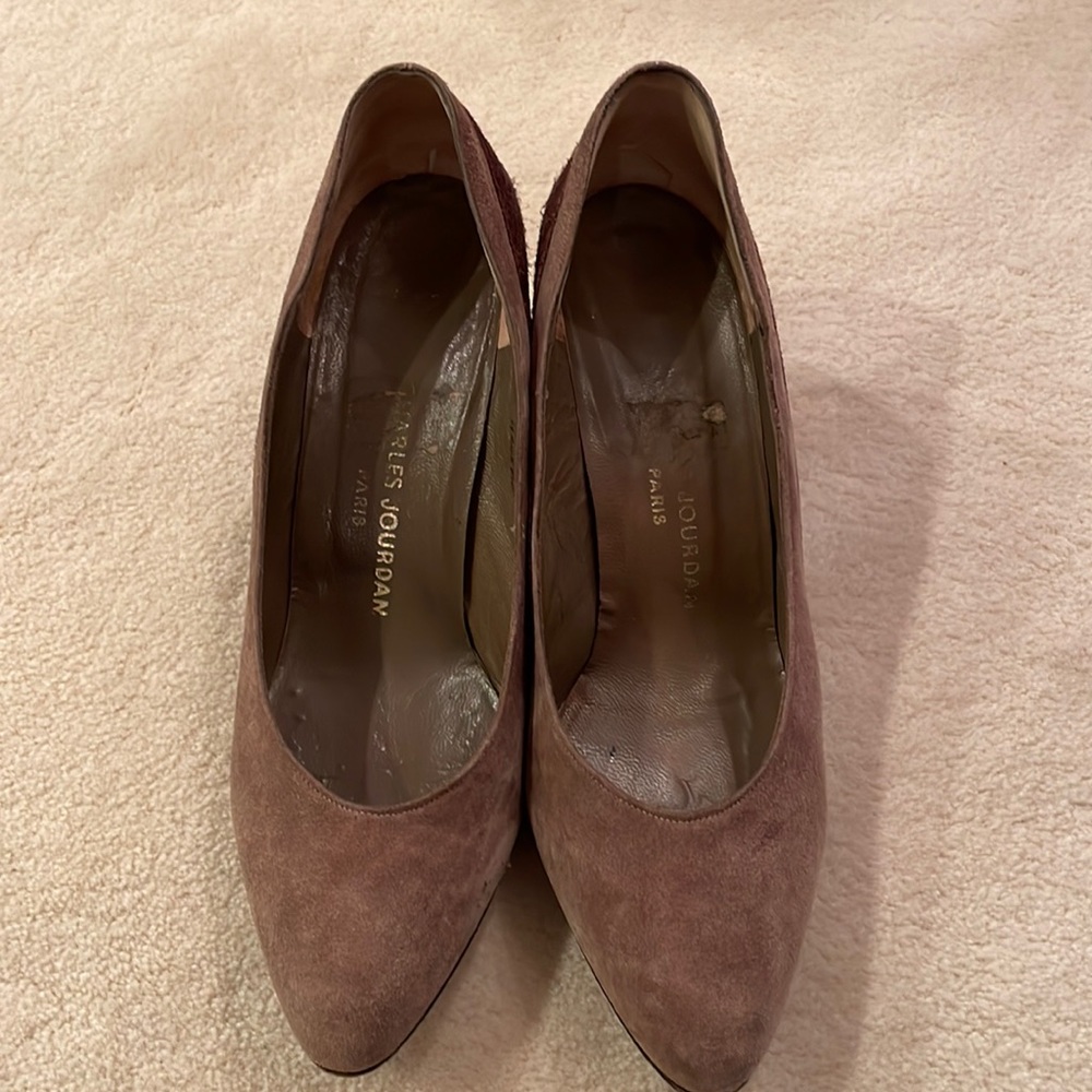 COPY - Brown Charles Jourdan suze 8 suede pump 2 tone.